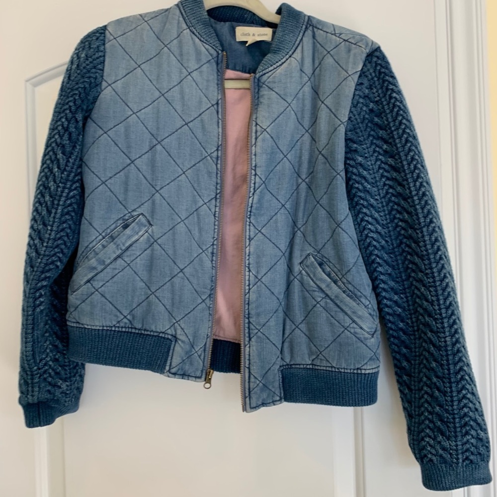 Cloth & Stone denim quilted bomber jacket